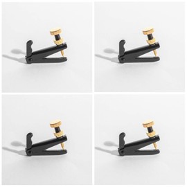 MI&VI Violin Fine Tuners - Stainless Steel Adjusters, Black/Gold 4Pcs (1/2 Size)