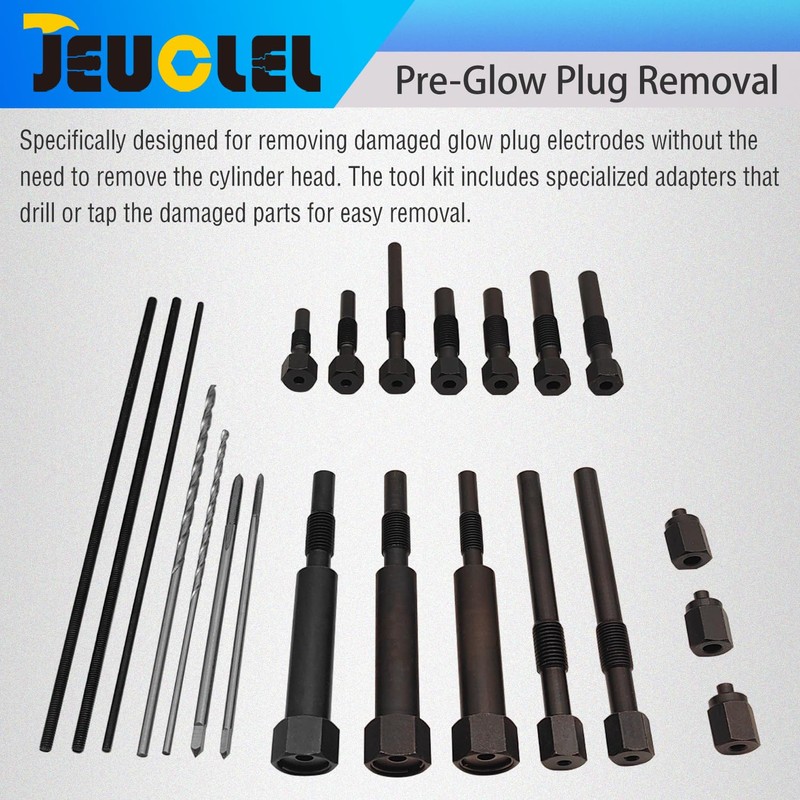 JEUCLEL 22PCS Universal Glow Plug Removal Tool Kit, Glow Plug