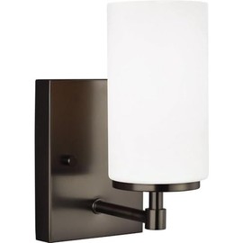 Generation Lighting 1-Light Alturas Contemporary Bath Fixture Wall Lamp Brushed Oil Rubbed Bronze 4124601-778 | Bathroom Light Fixture for Home Decor | Vanity Light Fixture and Bathroom Accessory