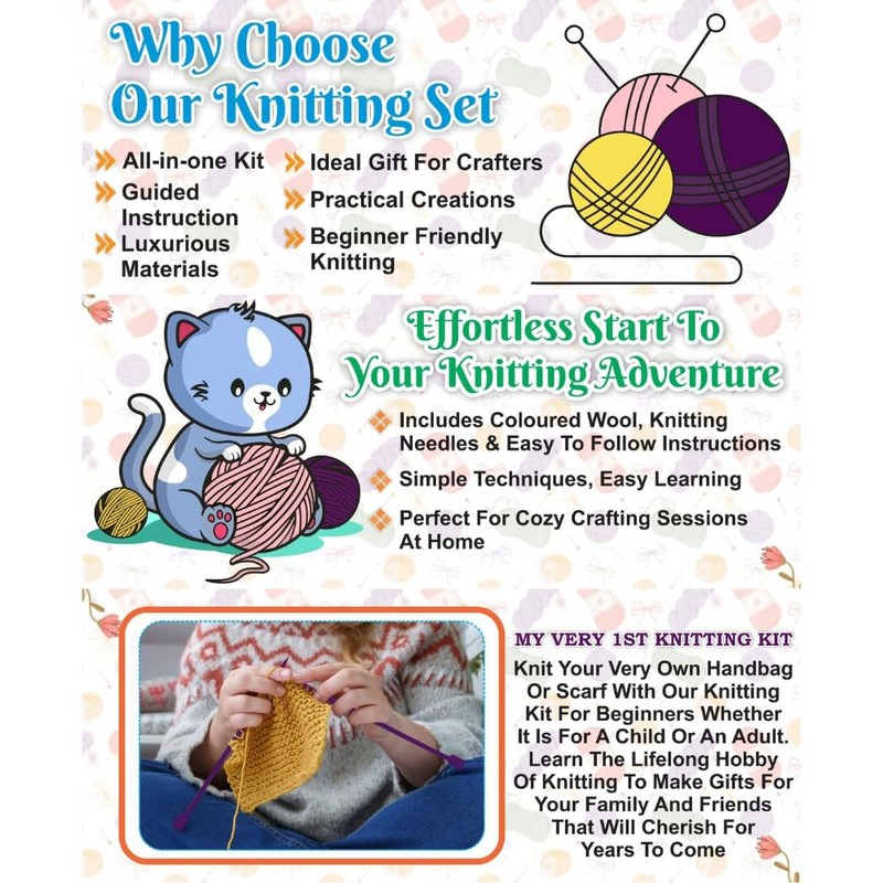 eMKay® My 1st Knitting Set – Beginner’s 6-Piece Craft Kit
