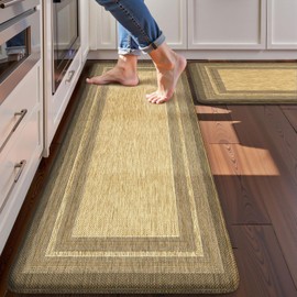 KIMODE - Juego de 2 alfombrillas de cocina antifatiga para piso, alfombras de cocina de granja, alfombrillas acolchadas para piso, cómodas alfombrillas de pie para fregadero, lavandería, oficina