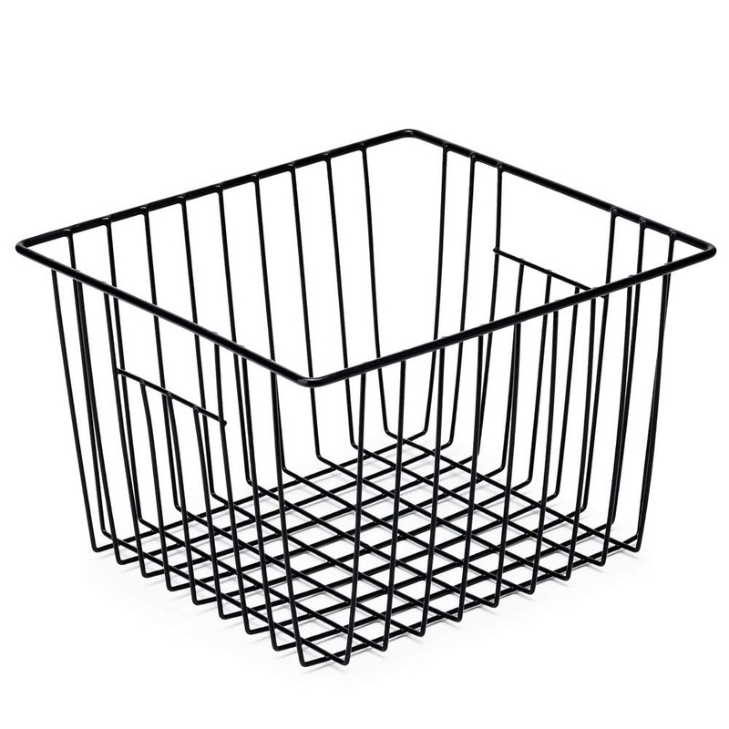SANNO ワイヤーバスケット 冷蔵庫収納ケース キッチン収納ボックス かご 小物入れ 取っ手付き ブラック 2個セット