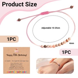Mezrkuwr 10th Birthday Gifts for Girls, Pink Natural Stone Bracelet with and Message Card for Daughter/Granddaughter/Niece Birthday Gifts for Girls, pink