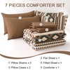 Dinjoy Brown Boho Comforter Set Queen Size,7 Pieces Bed in