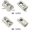 24 PCS Half Round T Slot Nuts with Roll-in Spring