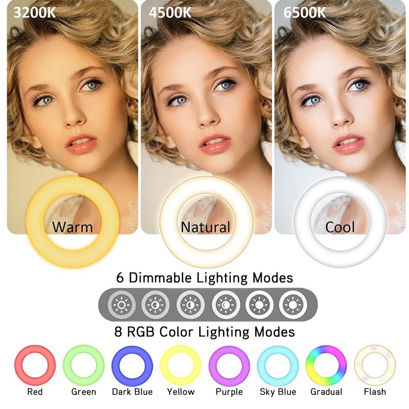 16cm LED USB Circle Light RGB Fill Light with Clamp