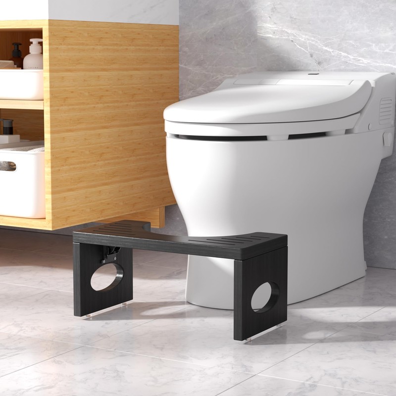 ROMGUAR CRAFT 7 Inch Bamboo Toilet Stool, Foldable Poop Stool,