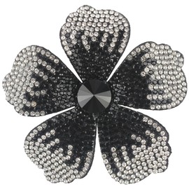 2.9 Inches Created Crystal Hibiscus Hawaiian Flower Hair Clips for Women | Boho Braids Artificial Flower Clips for Hair | Elegant Headdress Bobby Pins & Flowers Accessories for Women, Black