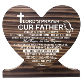 Lord's Prayer Inspirational Quote Wood Plaque, Gift Wood Plaque Heart, Heart Wood Sign, Our Father, who Art in Heaven, Hallowed be Thy Name, Great Gift for Christian Family or Friend