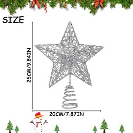 AWAVM Tree Star Christmas Tree Topper Metal Christmas Tree Star Topper,Glittered Christmas Treetop Wire Star Topper for Tree Topper Ornaments Christmas Home Decoration,8 Inch (Sliver)