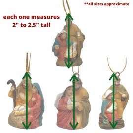 BANBERRY DESIGNS Nativity Ornaments - Set of 12-4 Assorted Scenes of Mary, Joseph and Baby Jesus Hanging Christmas Ornaments - Measures Approx. 2-2.25 Inches Tall - Holy Family Holiday Decorations