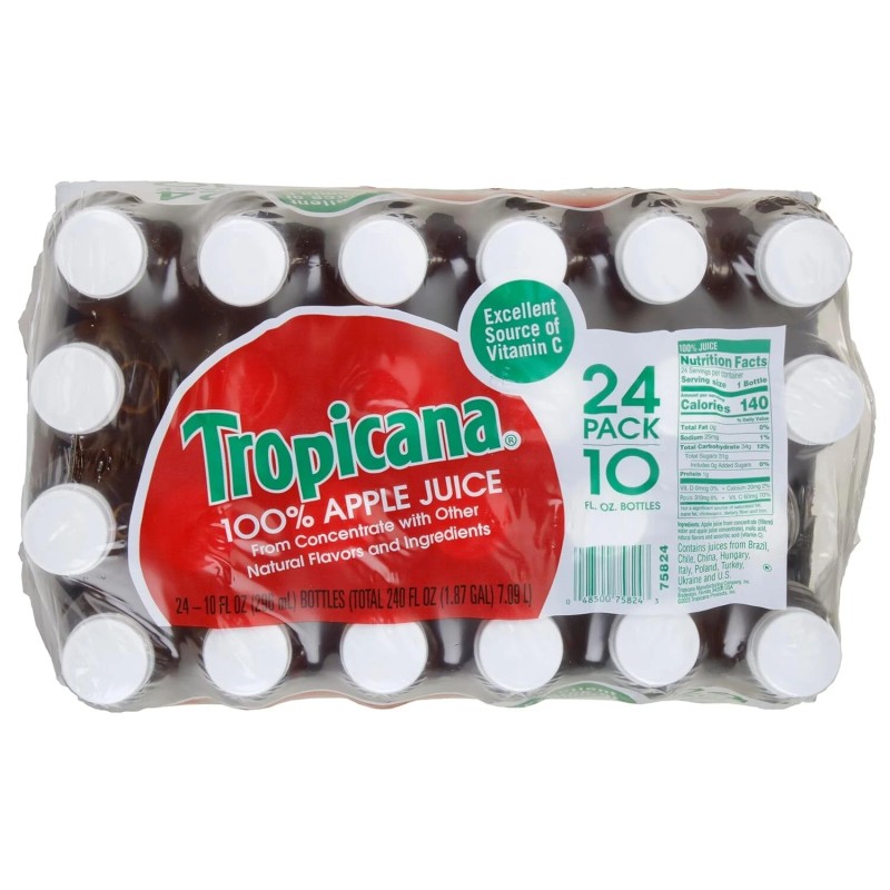 Tropicana 100% Apple Juice, No Added Sugars, Vitamin C, 10