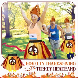 Maiteenly 6 Pcs Thanksgiving Turkey Costumes Set for Women Include 3 Turkey Hats and 3 Thanksgiving Tutus(Cute)