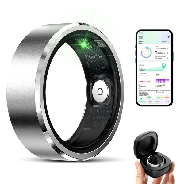 Qjijolz Smart Ring for Women Men, Fitness Tracker with Heart