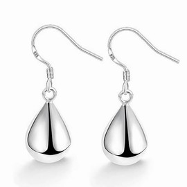 arete colgantes de plata 925 con gancho de lágrima para mujer, hipoalergénicos, con gancho de lágrima, para mujer, arete colgantes de gota de agua, Pequeño, Plata, No es una piedra preciosa