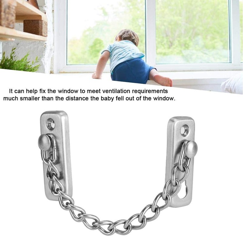 Window Limiter, Stainless Steel Chain Lock Window Theft Limiter, Fall