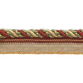 DÉCOPRO Wine Gold Green 4/16" Decorative Lip Cord Cherry Grove [By The Yard]