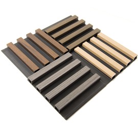 Art3d 4-Pack 6 x 6 Inch WPC Wood Slat Wall Panel for Interior Wall Décor, 3D Wood Fluted Acoustic Wall Paneling for Living Room Bedroom Home & Office - 4 Colors