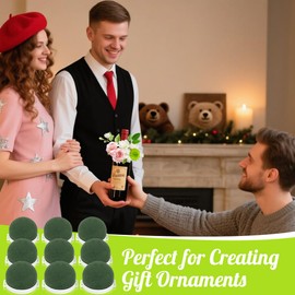 FDKYOEK 12 PCS Floral Foam for Wine Bottles, Mini Floral Foam Holder with 1 Roll Green Ribbon and Arrangement Wire, Small Round Flower Foams Arrangement Supplies for Wedding Party Table Décor, Green