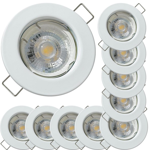 Lichtfaktor24 MCOB LED Einbauleuchte, 10er Set, Weiß, 5W (4000K), 230V.