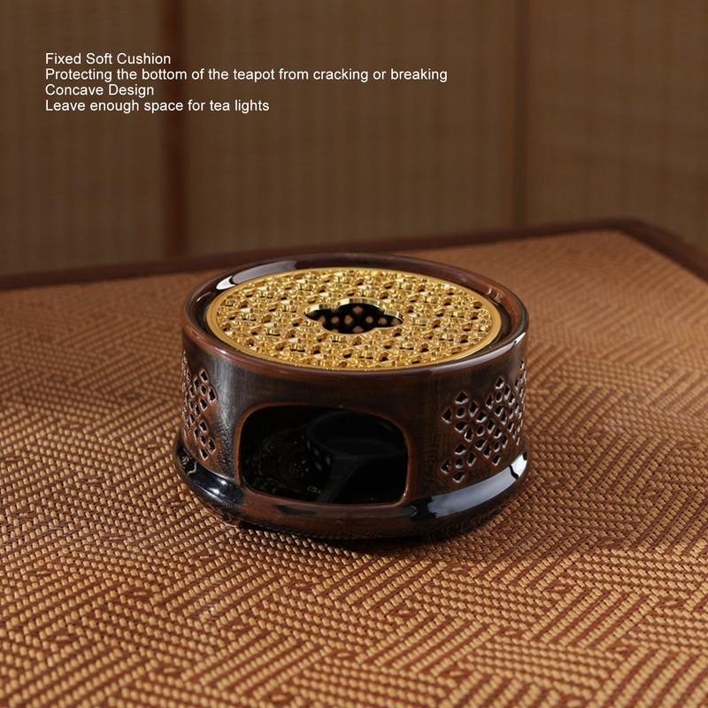 Teapot Warmer Tea Coffee Warmer Base Ceramic Heater with Spoon