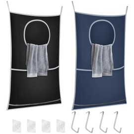 2Pcs Over Door Laundry Bag Nylon Door Hanging Laundry Hamper Bag Portable Hanging Clothes Organizer with Hook for Shirt Underwear