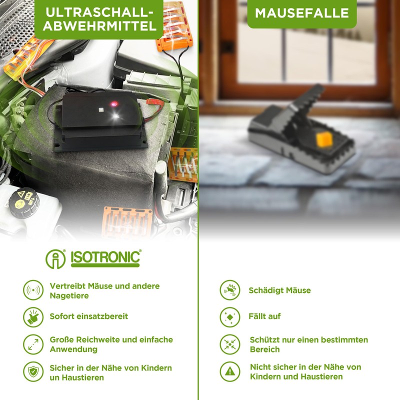 ISOTRONIC ISOTRONIC 3in1 Marderabwehr Blitz | mit Hochspannung, Blitzlichtfunktion, Hochfrequenz