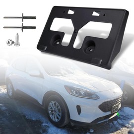 Front License Plate Frame for Ford Escape 2020 2021 2022 Front Bumper License Plate Holder Mounting Bracket Cover Replace # LJ6Z-17A385-AB Partslink # FO1068179