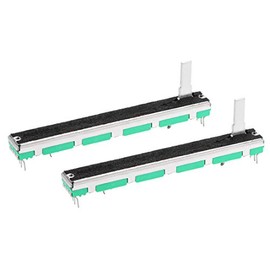 sourcing map 2pcs Fader Variable Resistors Mixer 75mm Straight Slide Potentiometer A203 20K Ohm Exponential Double Potentiometers for Dimming Tuning