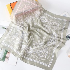 DANLCUPL 27.5”Silk Feeling Scarf Medium Square Head Scarves - 3PCS Satin Head Scarf Hair Wrap Neck Scarf for Women (new bandanna light grey pink oatmeal)