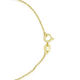 Sterling Silver 1mm Round Ball Bead Chain Bracelet for Women, Size 7.25" Italy (Gold Flashed)