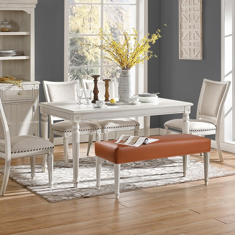 YISUN Leather Dining Room Bench Covers, Stretch Spandex Upholstered Bench