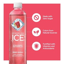 Sparkling Ice Strawberry Watermelon Zero Sugar Sparkling Water Pack Of 12