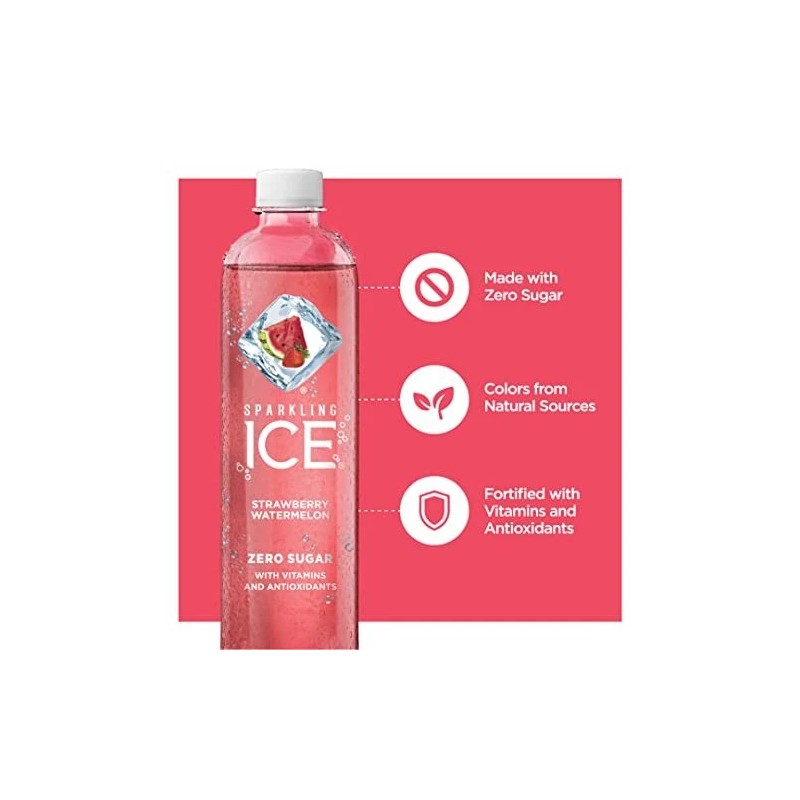 Sparkling Ice Strawberry Watermelon Zero Sugar Sparkling Water Pack Of