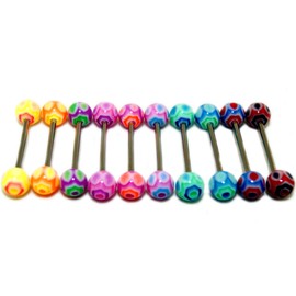 Acrylic Tongue Rings Barbells Bar 14G Hexagon Shape LOT of 10
