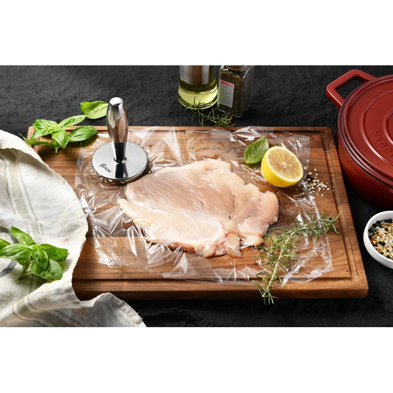 Meat Pounder Tenderizer - Solid Cast Stainless Steel Round Chicken