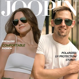 Joopin Aviation Green Sunglasses for Men Women Polarized Mens Sunglasses Trendy Womens Shades UV Protection Classic Retro Sun Glasses G15 Lens for Driving Fishing Hiking