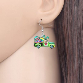 BAMAY Acrylic Cute Car Truck Earrings Rabbit Easter Eggs Truck Hanging Jewellery Charms Easter Gift for Women Girls, Acrylic