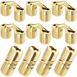 HINZIC 10Pack Invisible Brass Barrel Hinges Hidden Concealed Furniture Hinges 180 Degree Opening Angle for DIY Jewelry Box Hand Craft 12 mm (0.47 inch)