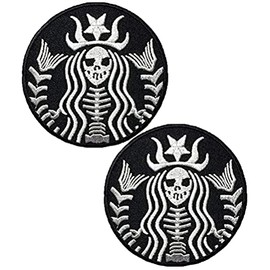Parche de calavera de sirena muerta, diseño de calavera de Halloween, esqueleto zombi, gancho y bucle, parches tácticos, parches bordados militares, 2 unidades