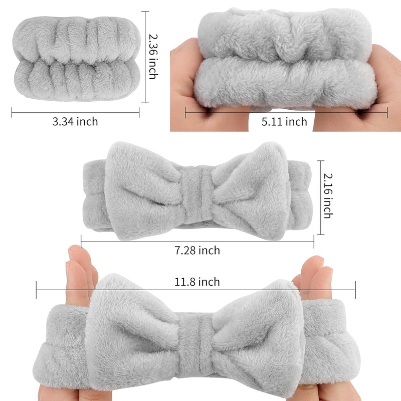 6 Pcs Spa Headband and Wristband Set, Multicolour Microfiber Fleece