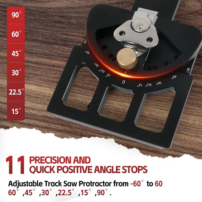 Adjustable Guide Rail Square with Angle Stop -60° to 60°,