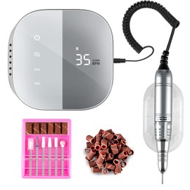 Madenia Nail Machine, Electric Nail Machine, Professional Electric Nail Care with Touch Panel, LCD Screen, 35000RPM High Speed Rotation, Adjustable Speed, Multiple Bits Included, Sanding Bands, Low