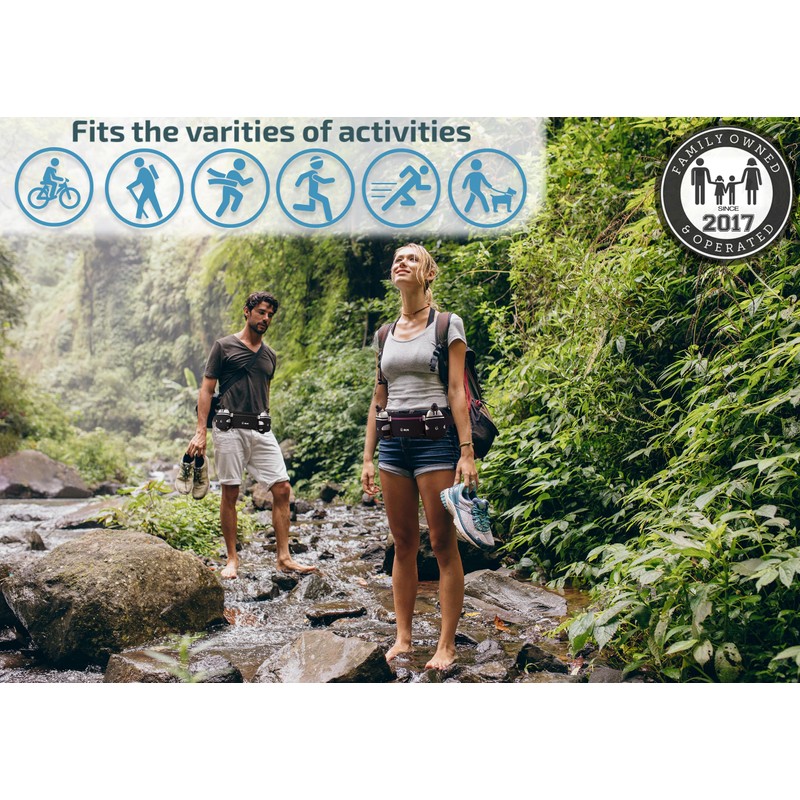 Q-RUN Running Hydration Belt, Pink, Large 34-50 inches, 10 Oz