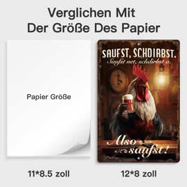 Putuo Decor 1 Piece Vintage Metal Bar Tin Sign, Tin Sign Wall Art Decor for Home Bar, Pub, Club, Garage, Man Cave Decor, 7.8 x 11.8 Inches (Saufst Schdirbst)