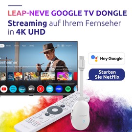 STRONG - 4K UHD Android TV Streaming Box - Leap-Neve - Google TV HDMI Stick - Wi-Fi 6 - Chromecast Built-In - Compatible with Google Voice Control - Dolby Vision Atmos - White