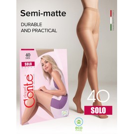 Conte Tights Classic Comfort Sheer Pantyhose Solo 40 Den, Beige, Medium