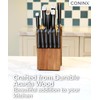 Coninx Universal Knife Block with Built-In Sharpener – 15-Slot Acacia