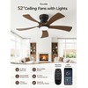 52 Inch Flush Mount Ceiling Fan with Lights, APP Control,
