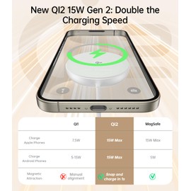 Meifigno Qi2 - Soporte magnético para cargador inalámbrico de 15 W, color blanco